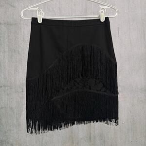 Ark&Co. Black Women Small Fringe Western Style Skirt Whimsygoth NWT Asymmetrical